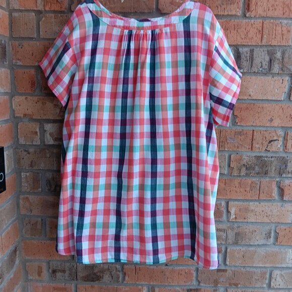 St. John's Bay Womens Top Blouse Short Sleeves Plaid Size 2X - Picture 8 of 8